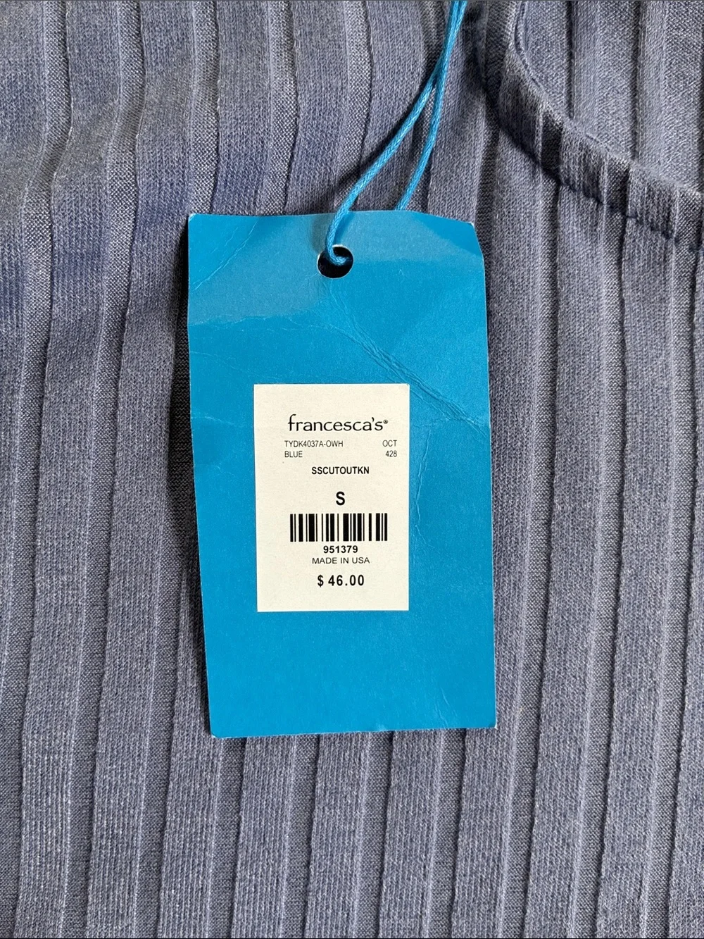 Francesca's Collections Ribbed One-Shoulder Tie-Front Crop Top - Slate Blue